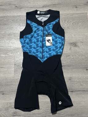 NWT Assos Triator NS Speedsuit Mens L Adamant Blue Sleeveless Cycling